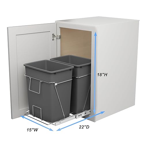 Miniatura 5 de ROOMTEC Cubo de basura extraíble debajo del gabinete, estante de basura ajustable deslizante para cocina, organizadores de debajo del fregadero,