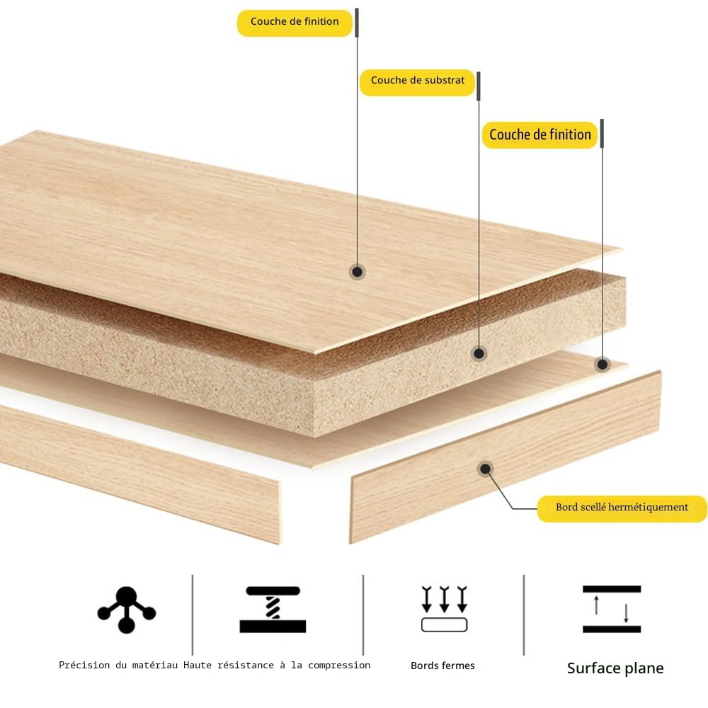 Hggzeg Étagère de bureau en bois à 2 niveaux multi-usages pour le stockage à la maison, au bureau, à l'école (blanc + tronc)