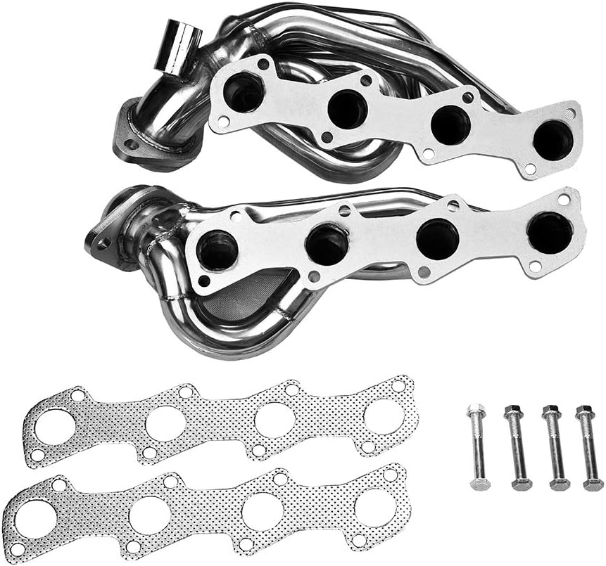 Exhaust Headers,304 Stainless Steel Polished Finish Performance Exhaust Manifold Compatible for 97-03 Ford F150/F250/Expedition 5.4L