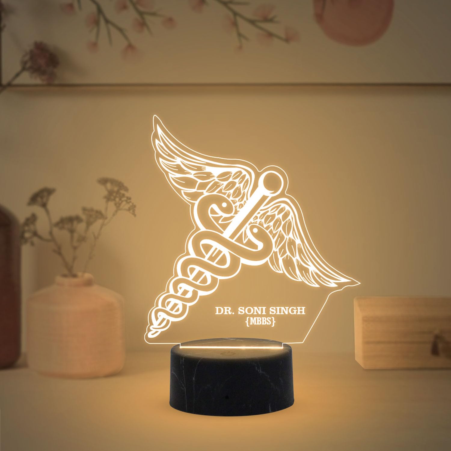 StarLaser Customized Led Lamp Personalized with Name and Logo Warm White Color Desk Table Lamp (Doctor lamp 2)-image-9
