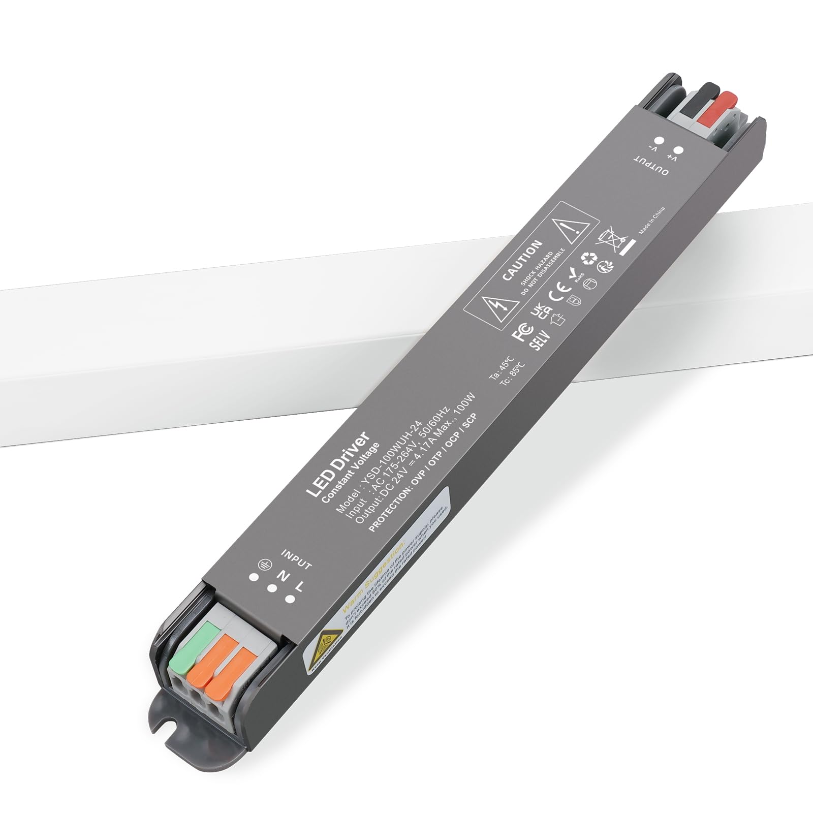 YAYZA! Trasformatore LED 24V 100W, 230V A 24V DC 4.2A, Alimentatore A Bassa Tensione, Tensione Costante Per Strisce G4 MR16 Lampade Illuminazione