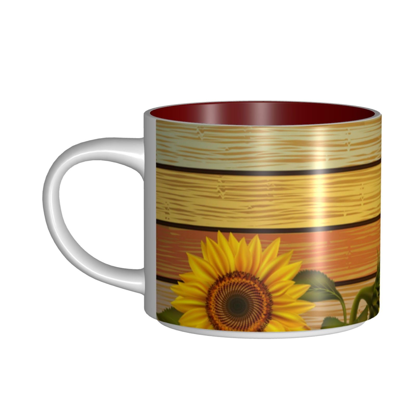 Farbige Holztafel Sonnenblume bedruckt große Kapazität Keramik Tassen Kaffeetasse