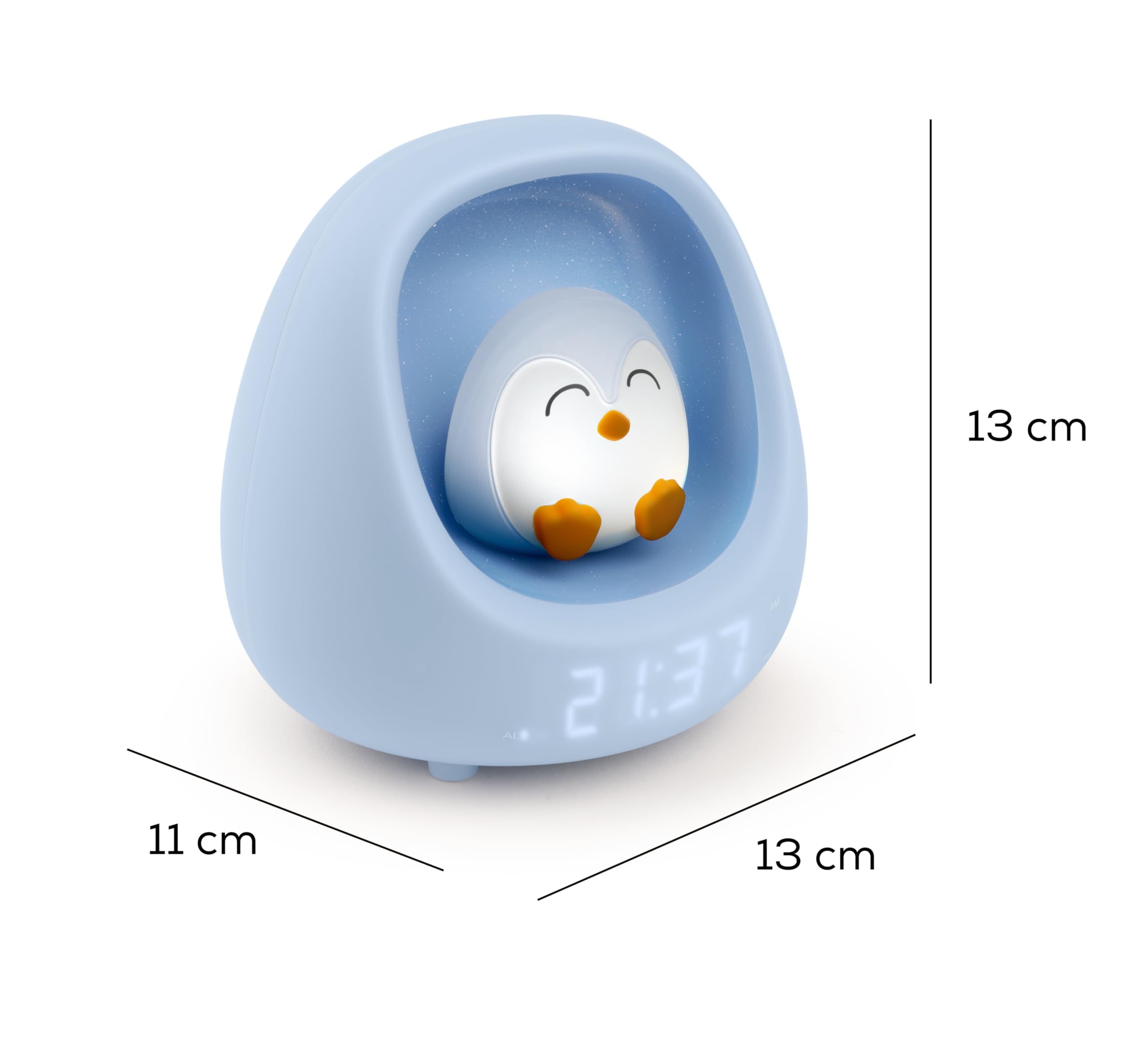 Bigben Sveglia con Luce per Bambini Pinguino, Luminosa e Musicale, Suoni Rassicuranti e Suoni Bianchi, Luce Regolabile al Tocco, Timer e Batteria Ricaricabile USB-C, per Ragazze e Ragazzi