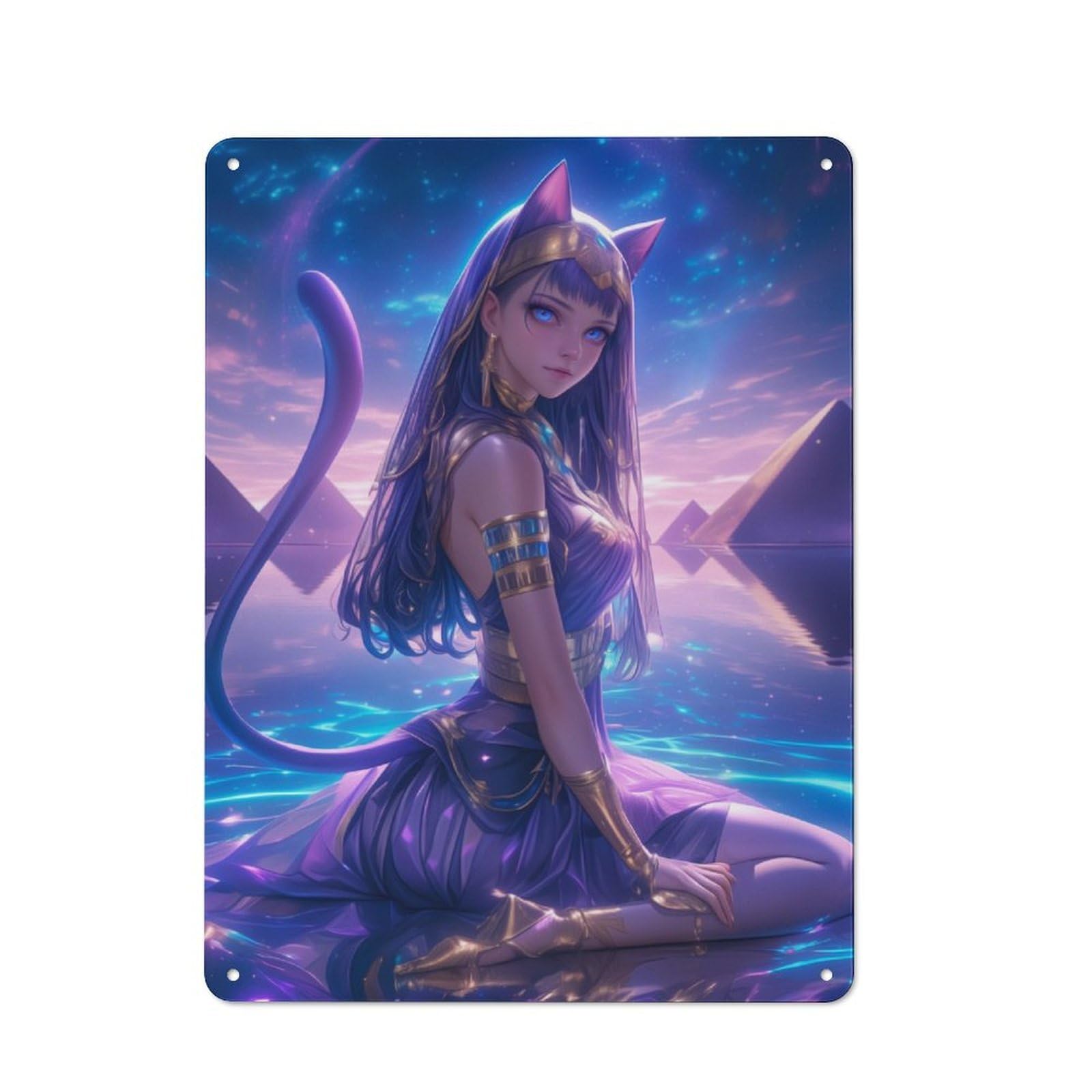 Junmoney Celestial Goddess Bastet Retro Tin Sign 40X30cm Featuring For Bar Or Restaurant, For Metal Sign Collectors, For Garage And Workshop Walls