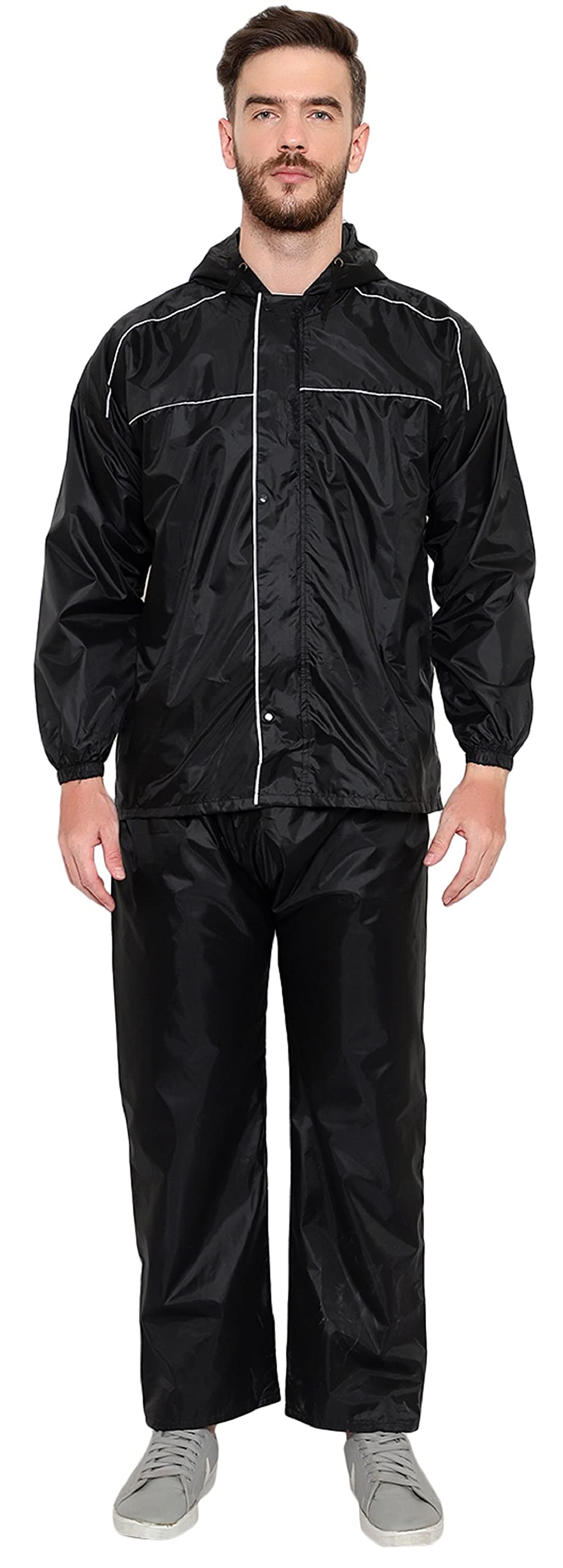 Men's Waterproof Double Layer Reversible Raincoat/Rainsuit With Pant