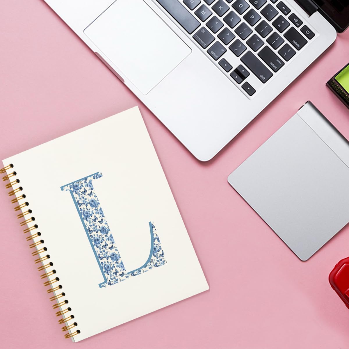 Blue Cute Initial Notebook Journal Diary Libretas Escolares L, Cute Preppy Personalized Notebook Gifts for Teen Girls Women Kids,Preppy Blue Aesthetic School Supplies for Girls 5.5x8.3 - Image 2