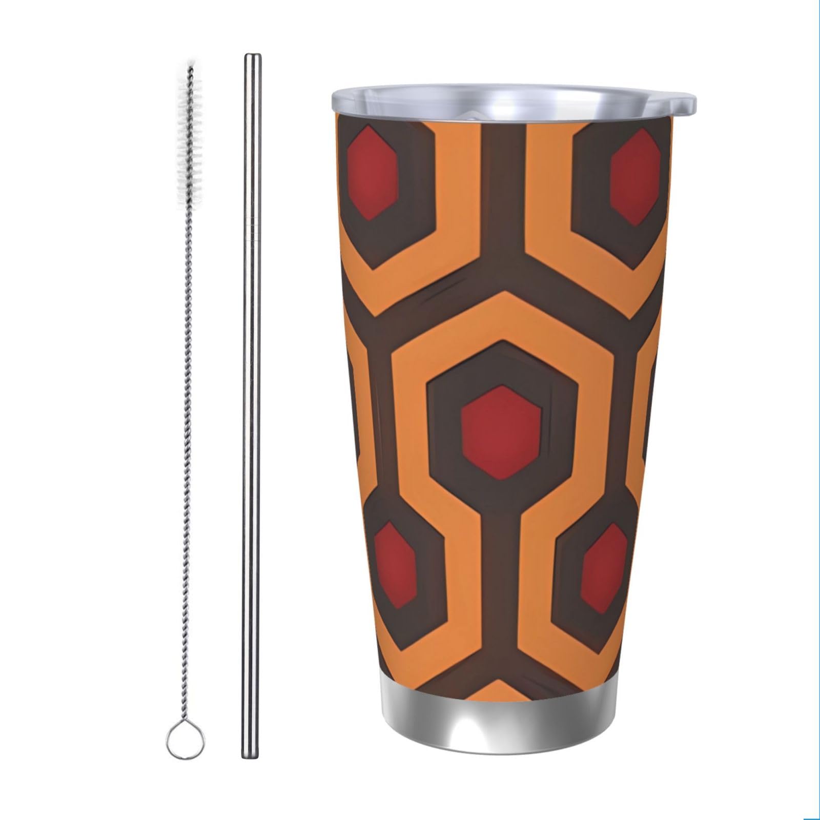 Bicchiere da 590 ml con coperchio isolato sottovuoto, motivo floreale blu, rose, 1 tazza da caffè in acciaio inox, riutilizzabile, a doppia parete