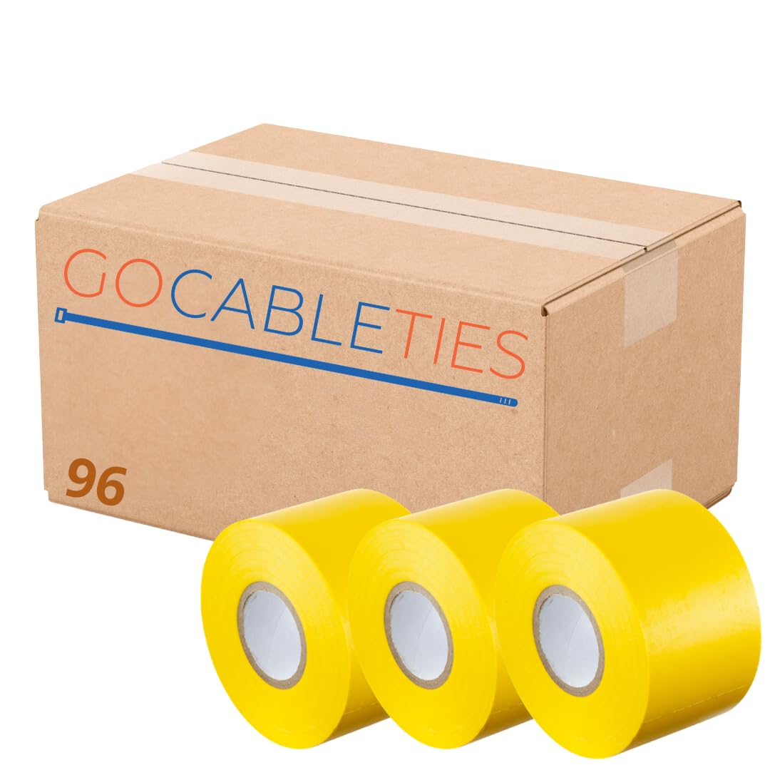 GOCABLETIES - Cinta aislante eléctrica amarilla 50 mm x 33 m 96 Rollos