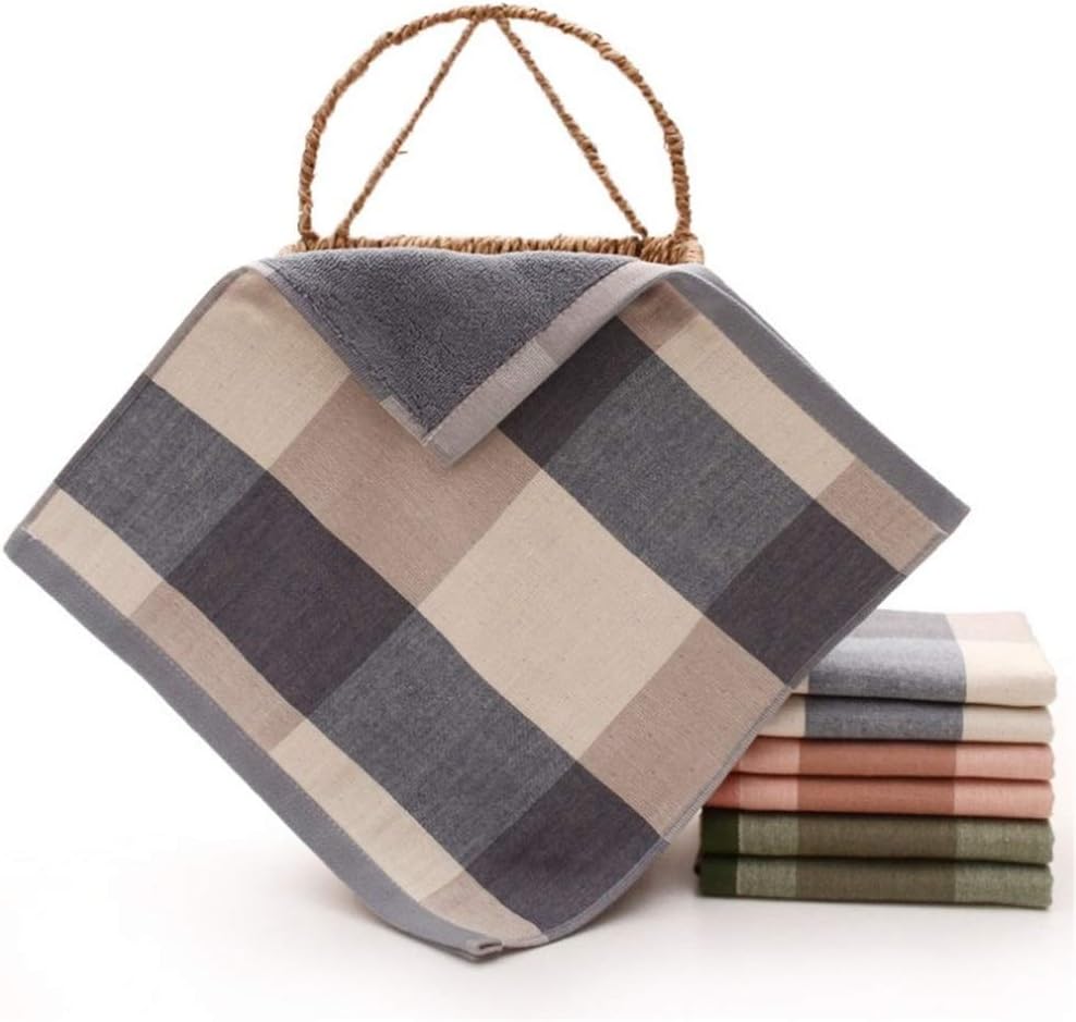 3 Pcs Hand Towel Cotton Face Towel Gift for Adult Plaid Bathroom Towels 13.8 x 13.8 inches (35 x 35 cm) (Color: Blue)
