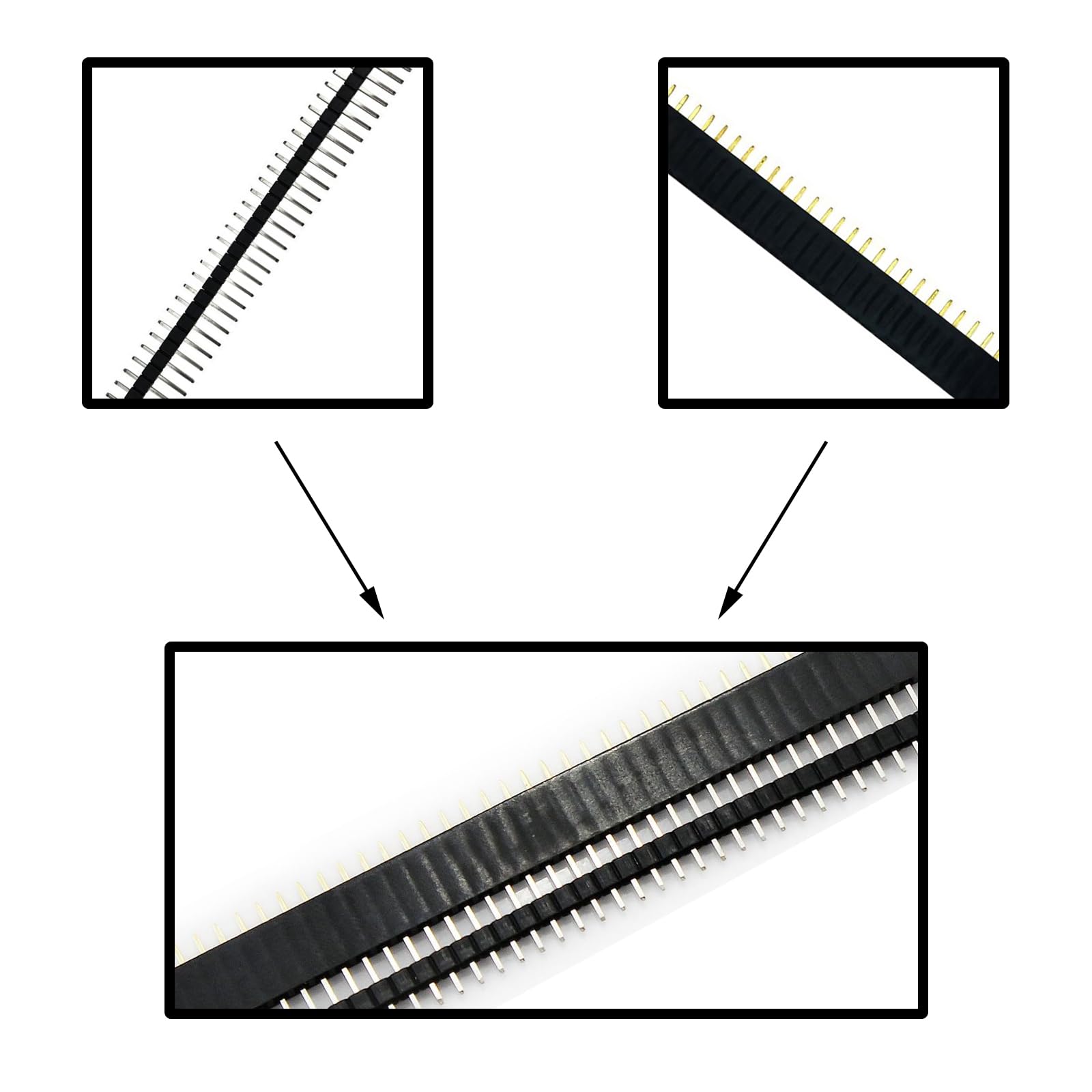 Pin Header Breakaway PCB Board Single Row Right Angle Man 40 Pin 2.54mm Straight Pin Header Connector for Technology Arduino Prototype Shield, Raspberry Pin DIY - 60 Pieces
