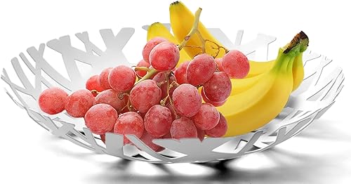 IBWell Cesta de frutas, tazón de acero para frutas o verduras para el hogar, encimeras, cocina, decoración del hogar, aspecto de alta gama