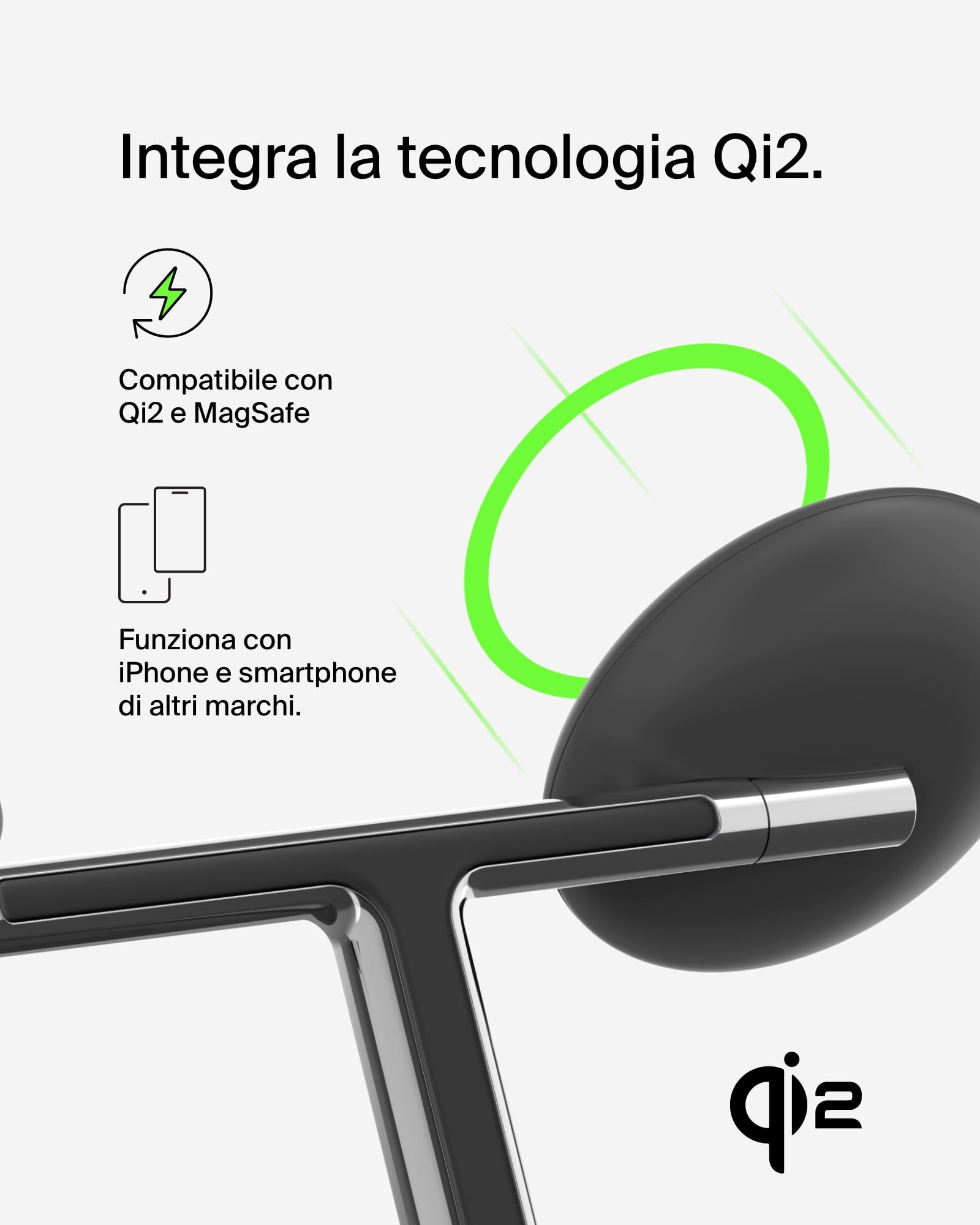 Belkin Supporto di Ricarica Wireless Magnetica 3 in 1 con Qi2 15W, Compatibile con MagSafe, Caricatore rapido per iPhone 17, Air, Pixelsnap, AirPods, Apple Watch e altri (alimentatore incluso) - Nero
