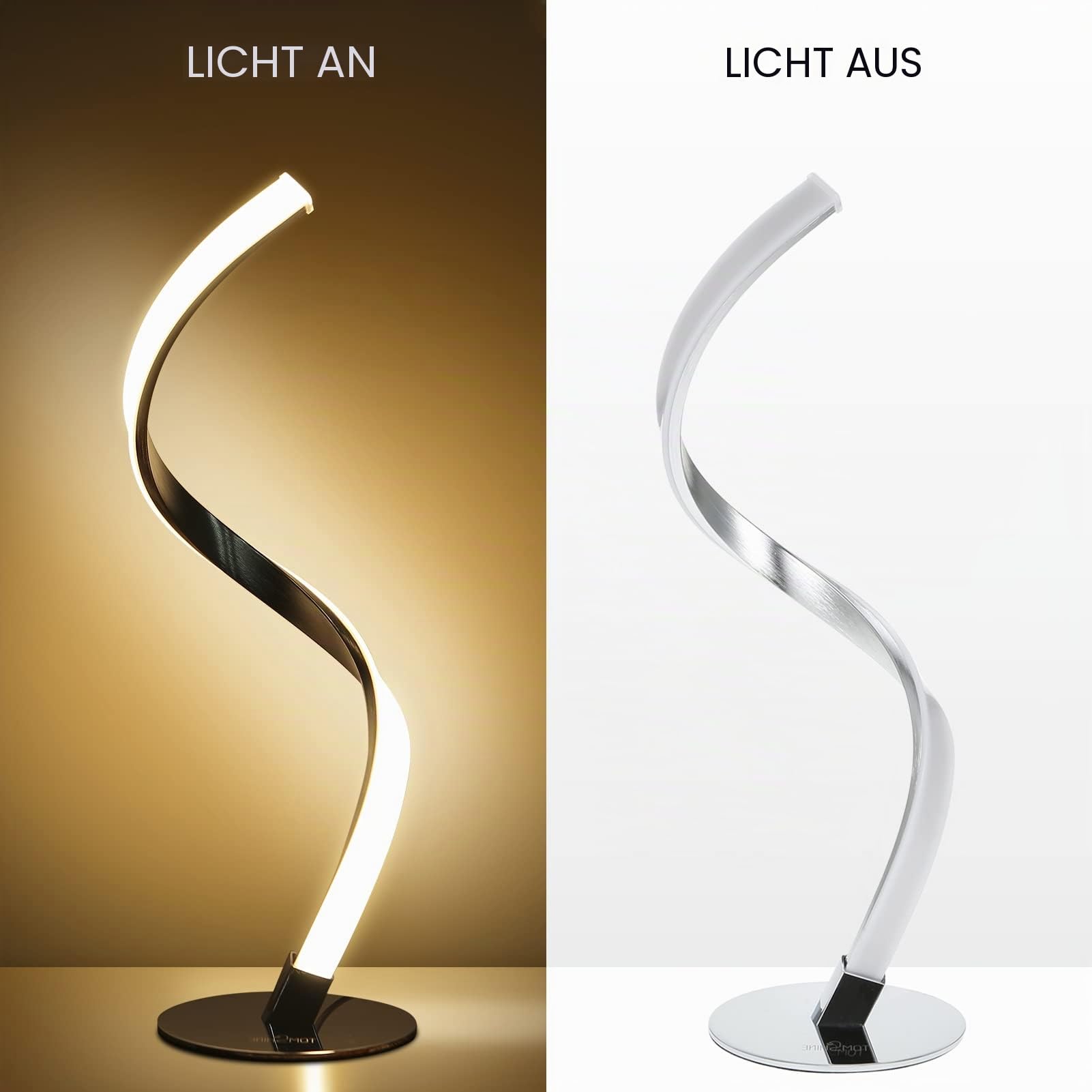 Neoglint Spiral LED Tischlampe 10W Dimmbar 3 Farben Beleuchtung Nachttischlampe Nachttischlampe für Schlafzimmer Wohnzimmer Büro