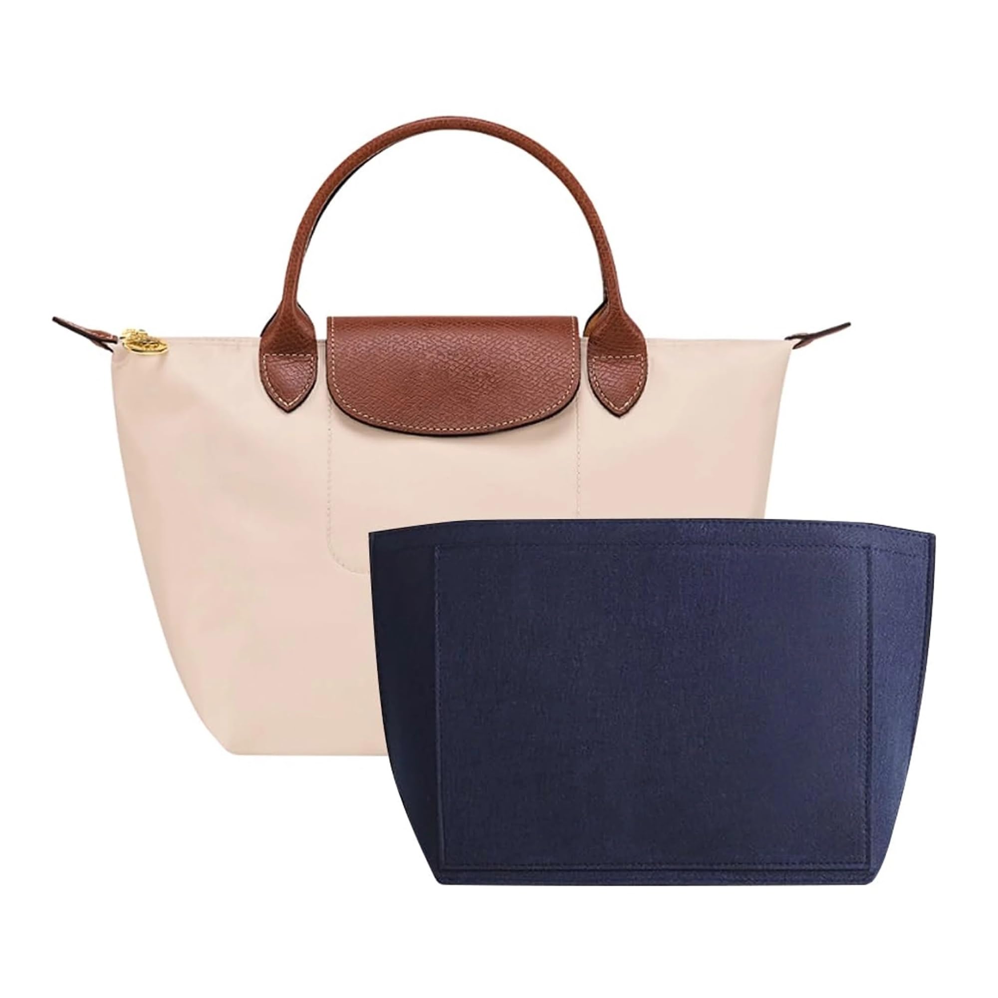 NJIEzhao Felt Handbag Insert Felt Insert Bag Fits For Handbag Liner Cloth Makeup Support Travel Portable Purse Organizer(Color25,L)