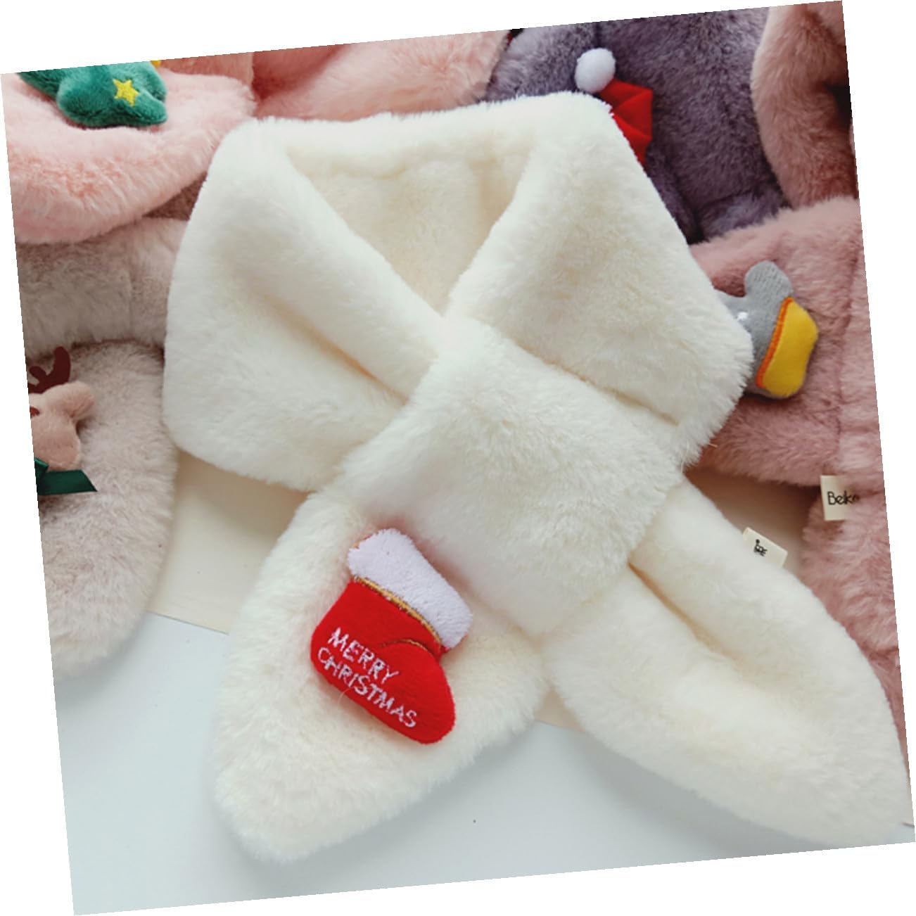 CALLARON 1pc Christmas Plush Scarf for Boys and Girls Soft Warm Neckerchief Style Accessory for Boys and Girls for Holiday Dress-up
