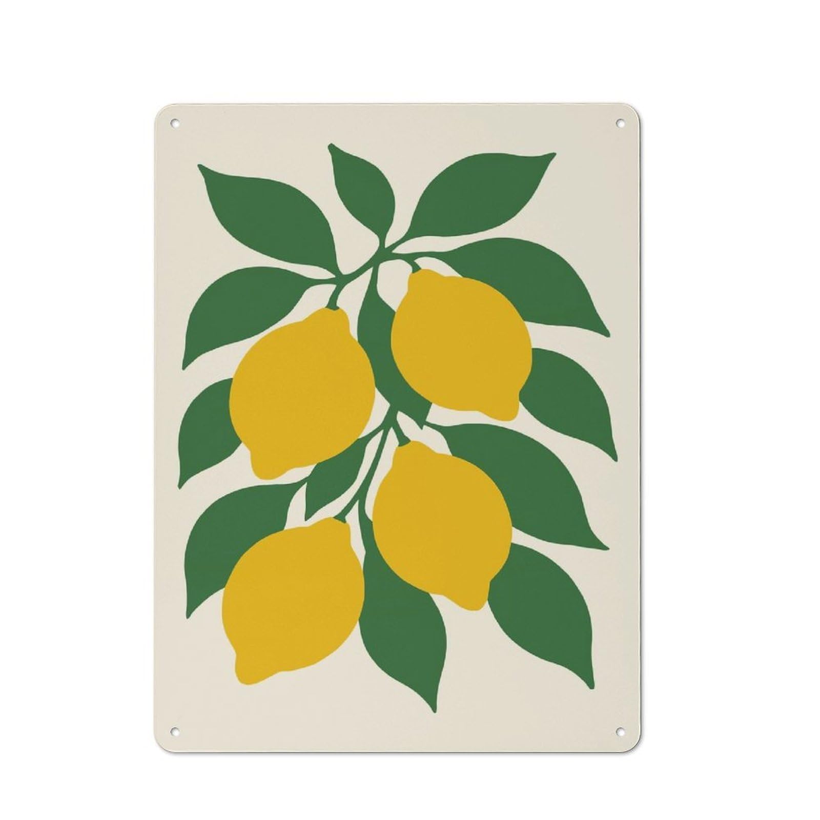 Junmoney Style-10 Lemon Branch Illustration Retro Metal Wall Decor 40X30cm, Metal Sign For Bar, Kitchen, Garage Or Games Room