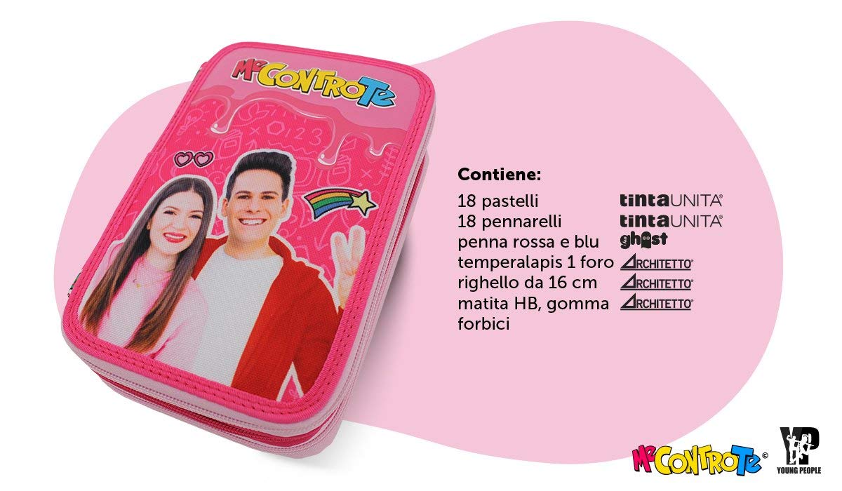 ASTUCCIO 3 cremalleras Escuela Me Contro TE (Rosa - Fucsia)