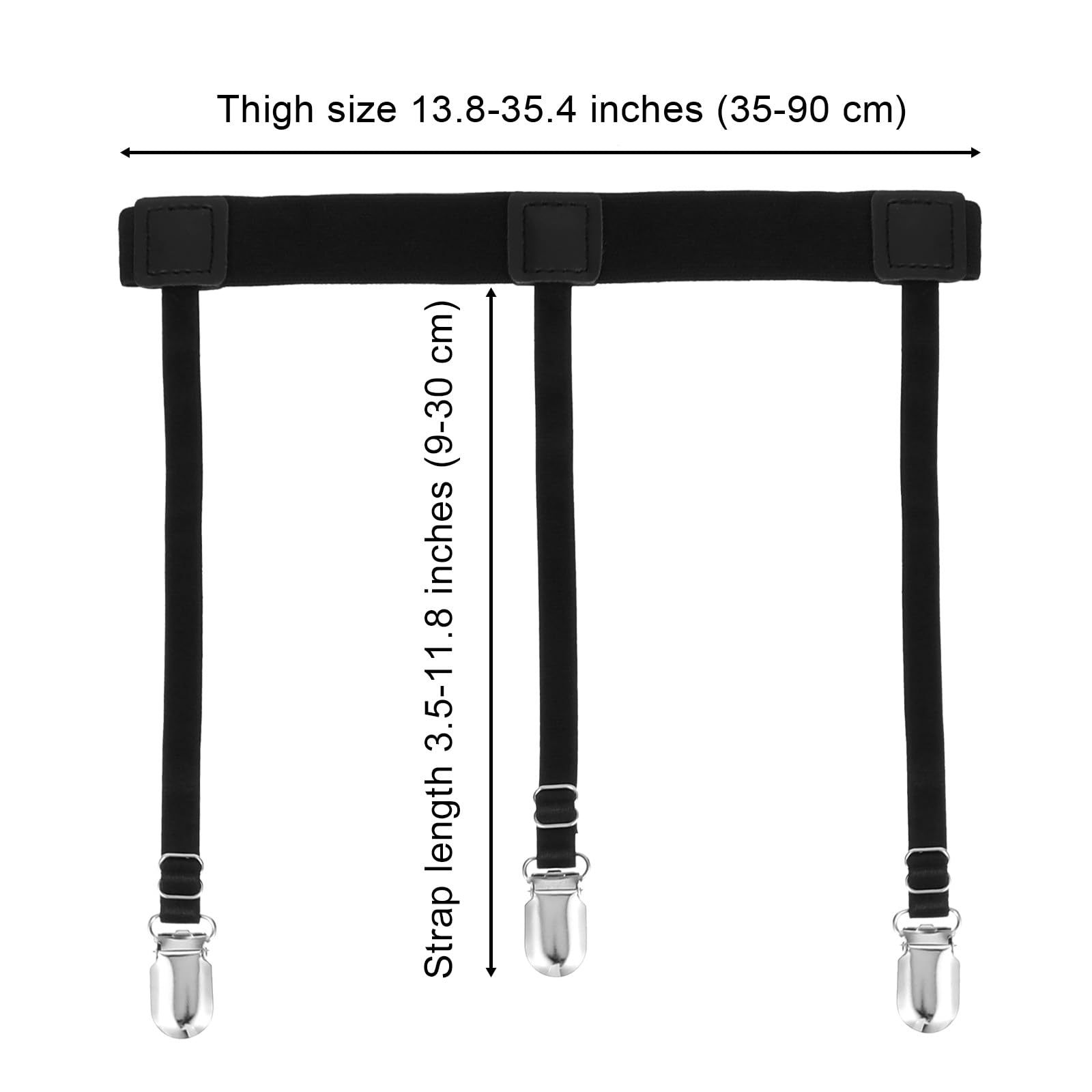 Thigh High Garter Belts for Women with Anti Slip Clips Adjustable Elastic Garter Belt Black Shirt Stays for Thigh High Socks Stockings and Shirts