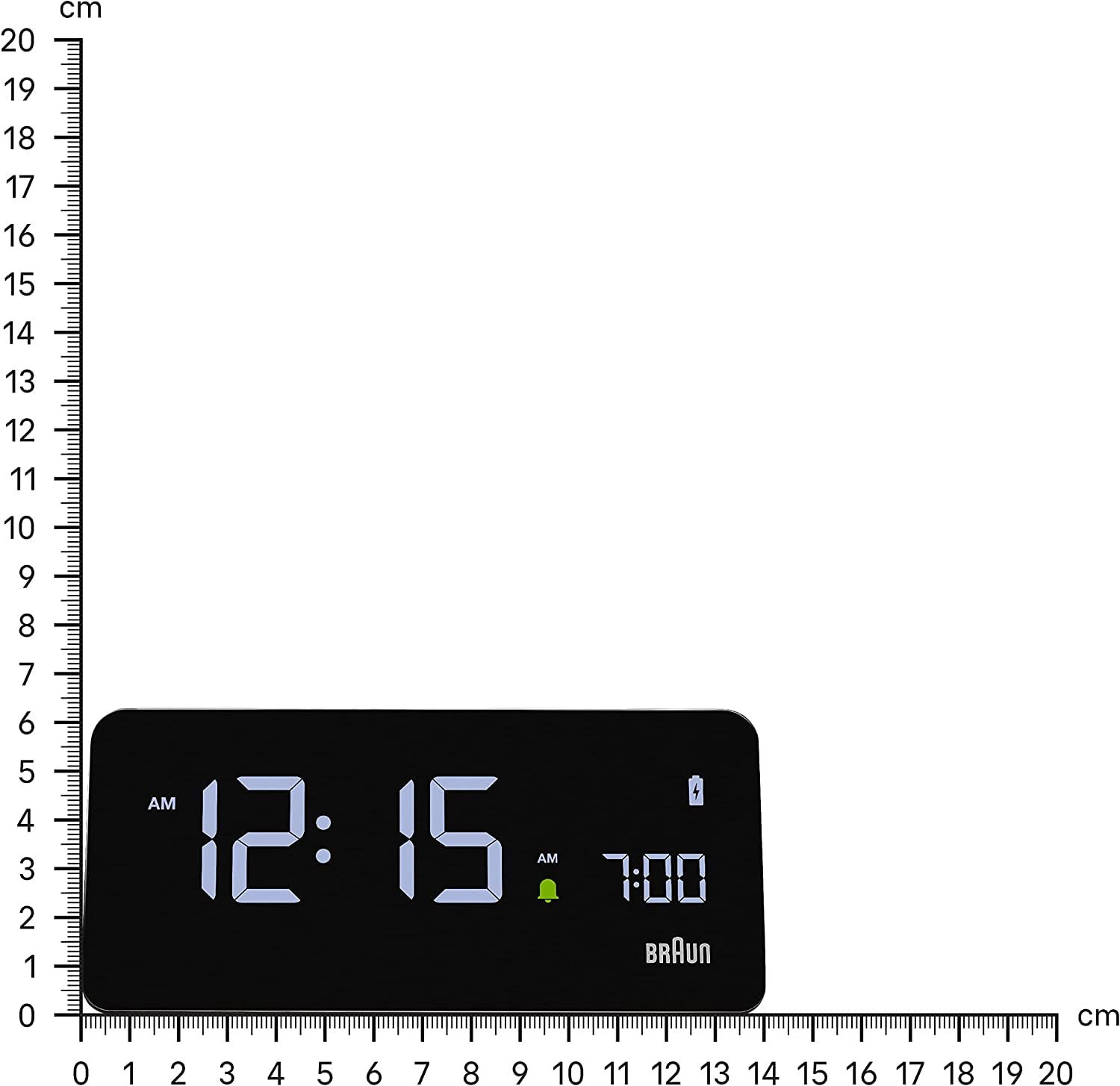 Braun Digital Alarm Clock with VA LCD Display, 10W Qi Wireless Fast-Charging Pad, Automatic Backlight Adjustment, Quick Set, Beep Alarm in Black, model BC21B.