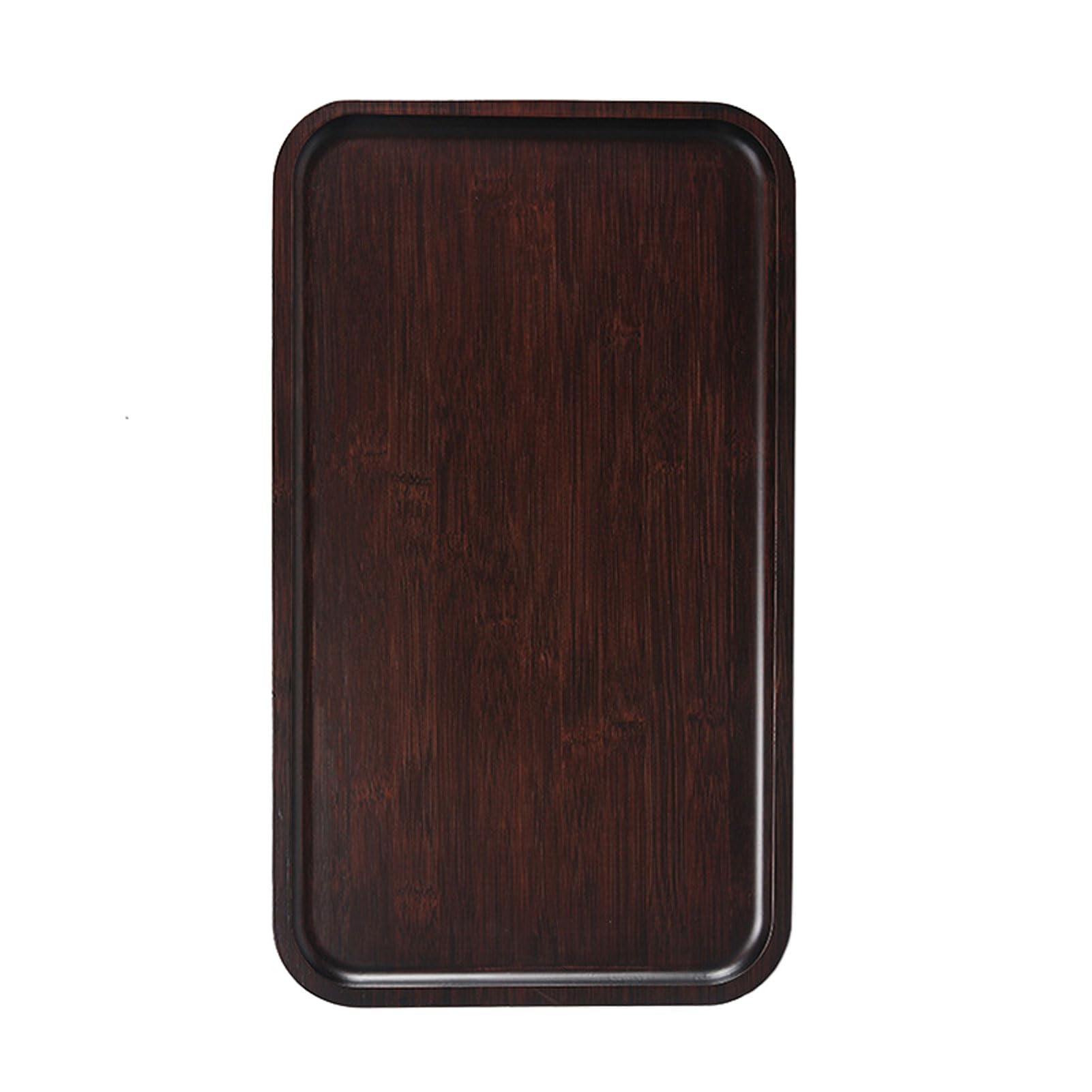 HUHJYUGE Bandejas de Bambú Natural, Bandeja Madera Rectangular, Bandeja para El Desayuno, Bandeja Redonda con Borde Elevado, para Decoración del Hogar, Postre, Galleta, Pan (Rectangular/50x28cm)
