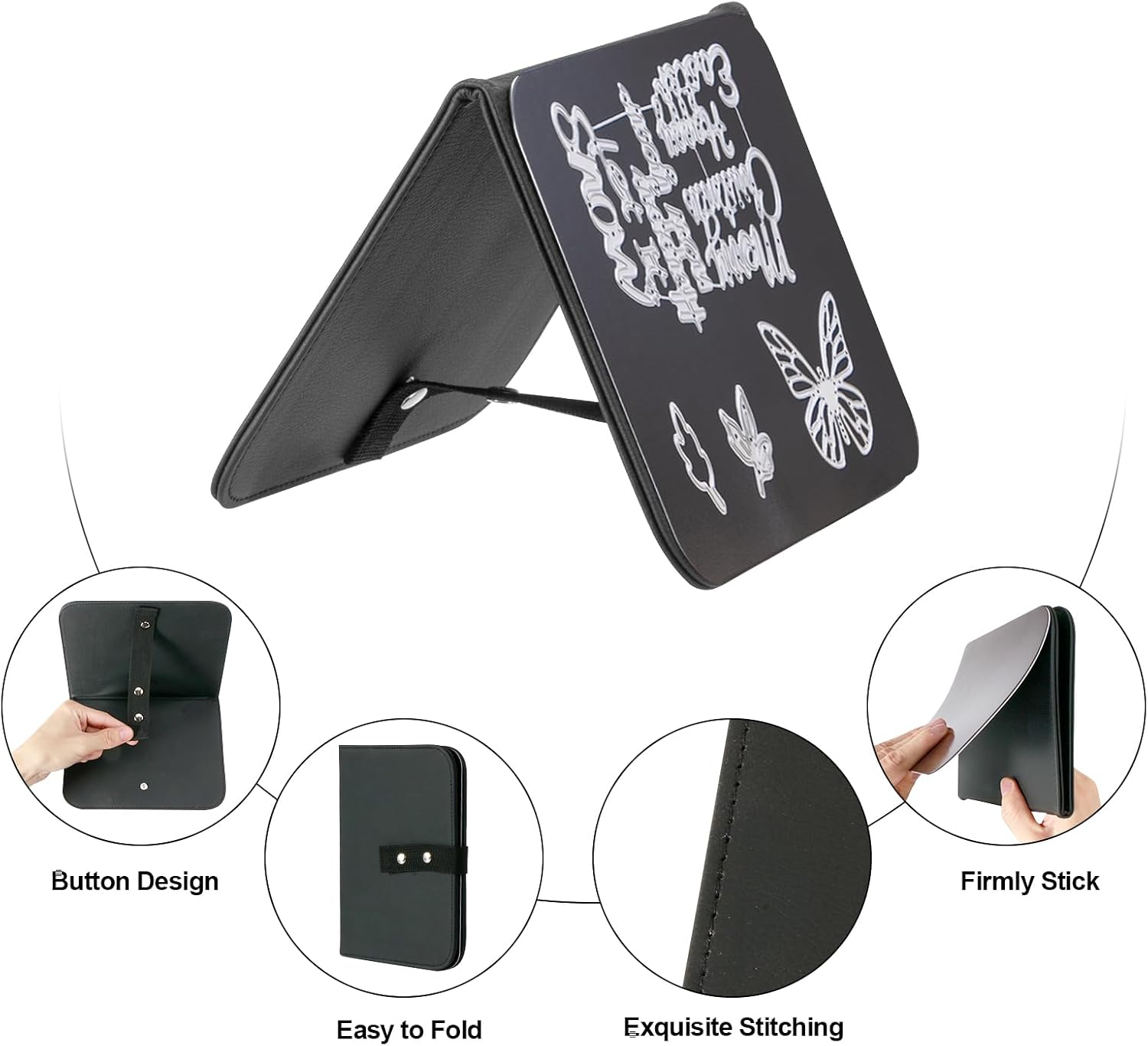 UNIMEIX Crafter's Magnetic Craft Die Stand Craft Die Platform with Leather Case Magnetic Sheets for Dies Storage Supplies (BlackButton) image 4