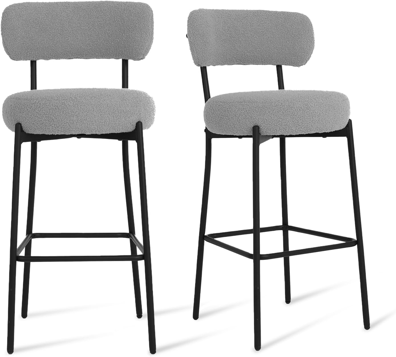 BOCWEN Bar Stools Set of 2，Teddy Fleece Fabric Counter