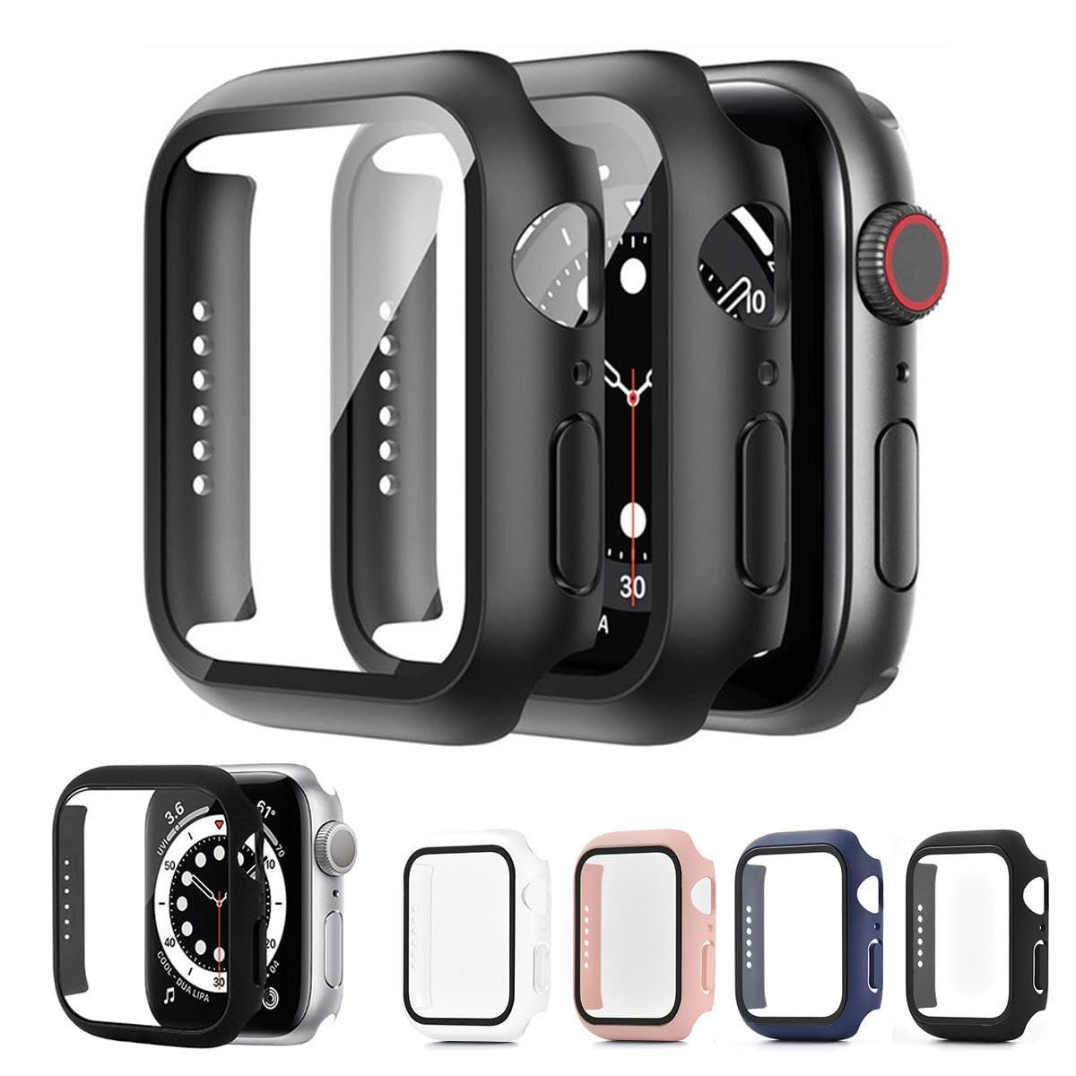 For Apple Watch Iwatch Screen Protector Case Full Cover-Clear Apple Watch 44mm