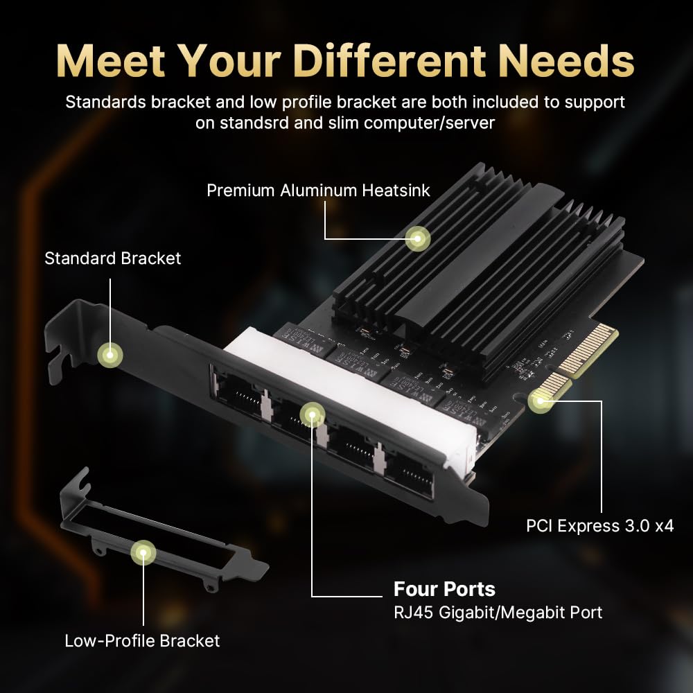 DERAPID 4-Port 2.5Gbps PCIe Ethernet Card -4 DERAPID 4-Port 2.5Gbps PCIe Ethernet Card -4