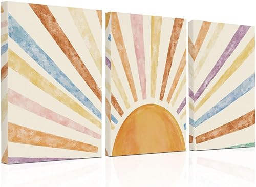 Vista 9 de 3 piezas de lienzo verde bohemio para pared, pósteres de arte bohemio, pinturas retro de moda, decoración de pared, decoración de lienzo estético