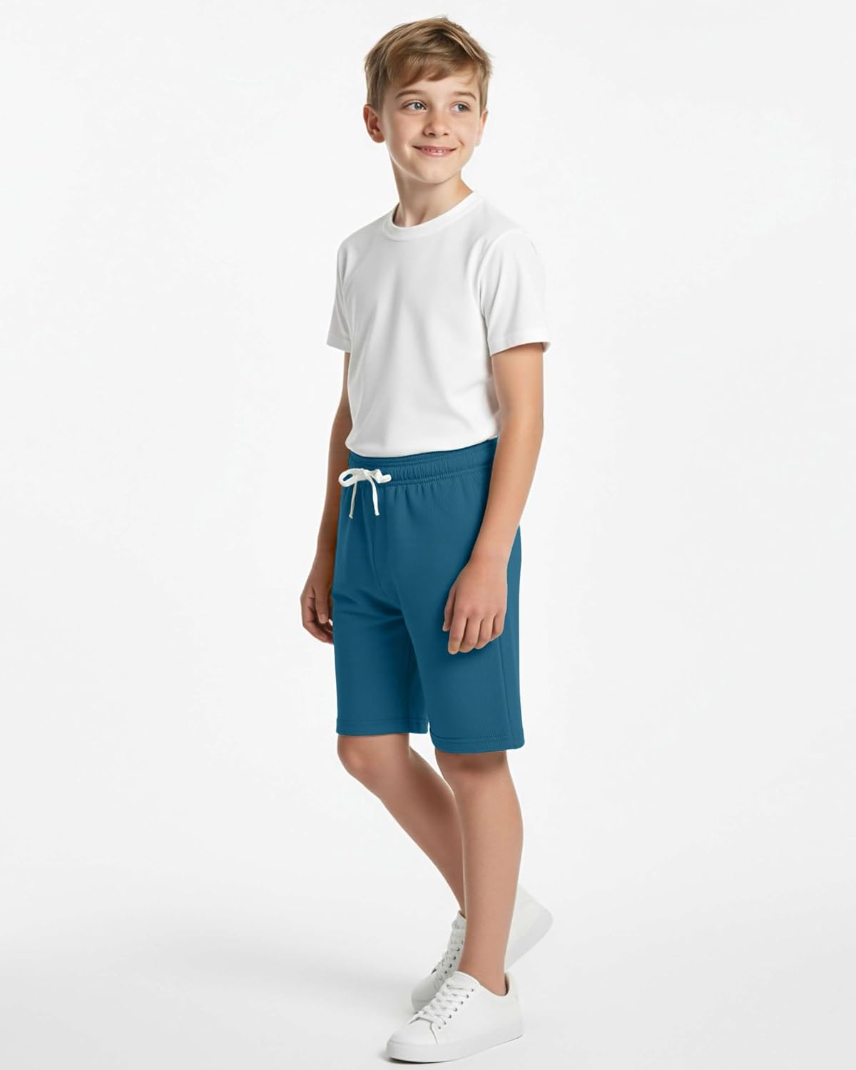 Real Essentials 4 Pack: Boys Fleece Lounge Shorts – Soft Pull-On Gym, School, Sleep & Active Sports Shorts for Kids