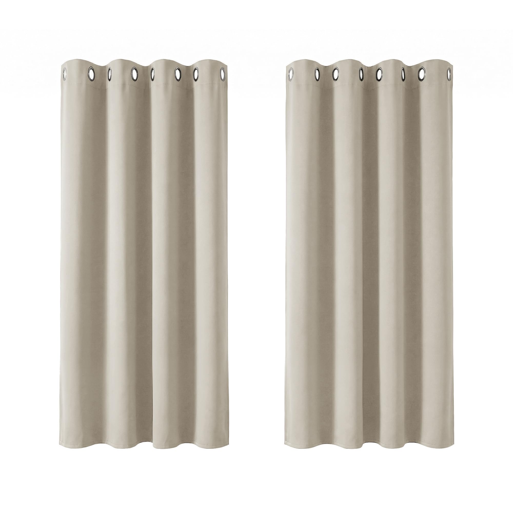 Deconovo Super Soft Eyelet Curtains Thermal Insulatde Room Darkening Curtains for Livingroon 46 x 54 Inch Light Beige 2 Panels