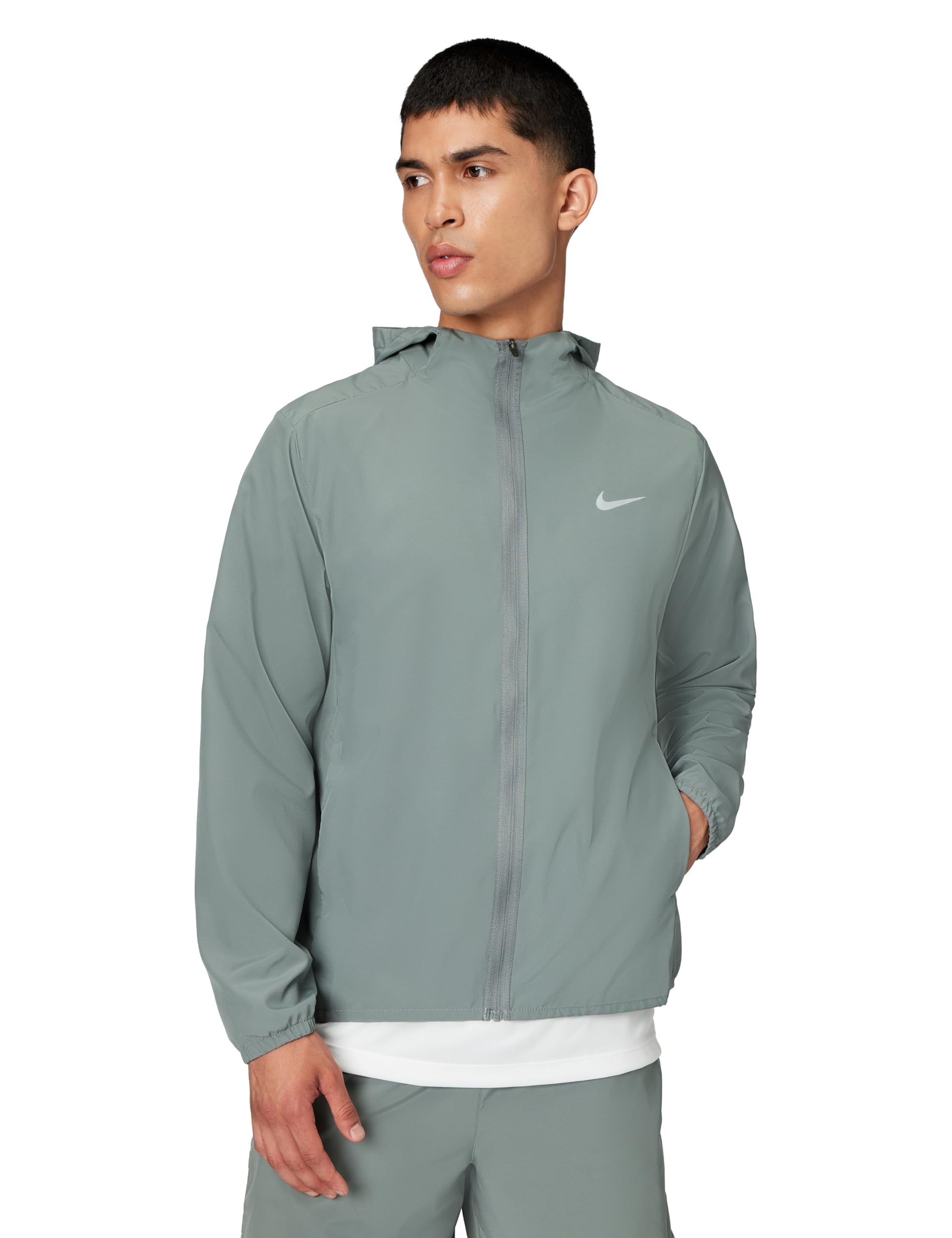 Nike Mens Training Dri-FIT Hooded Versatile Jacket, Smoke Grey/Reflective Silv, Size M, Men