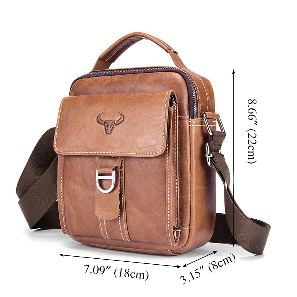 VINBAGGE Petit Sac à bandouliere en Cuir Véritable Sacoche Bandouliere Homme Cartable Sac de Messager Pochette Porte-Documents Sac porté épaule Business