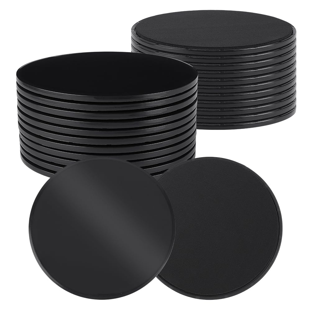 UNICRAFTALE 24 dischi di scorrimento a doppio lato per esercizio Core dischi fitness scorrevoli neri per allenamento di gruppo e pilates 17,5 x 0,75 cm