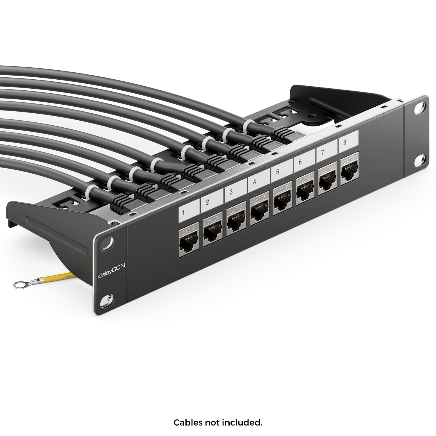 deleyCON 8 Port CAT 7 Pannello Patch Modulare 1 HE + 8x Accoppiatore RJ45 (Presa a Presa) Modulo Keystone CAT 7 - Montaggio Rack 10" Server Compatibile con CAT5 CAT6 CAT7 CAT8 Patchkabel Nero