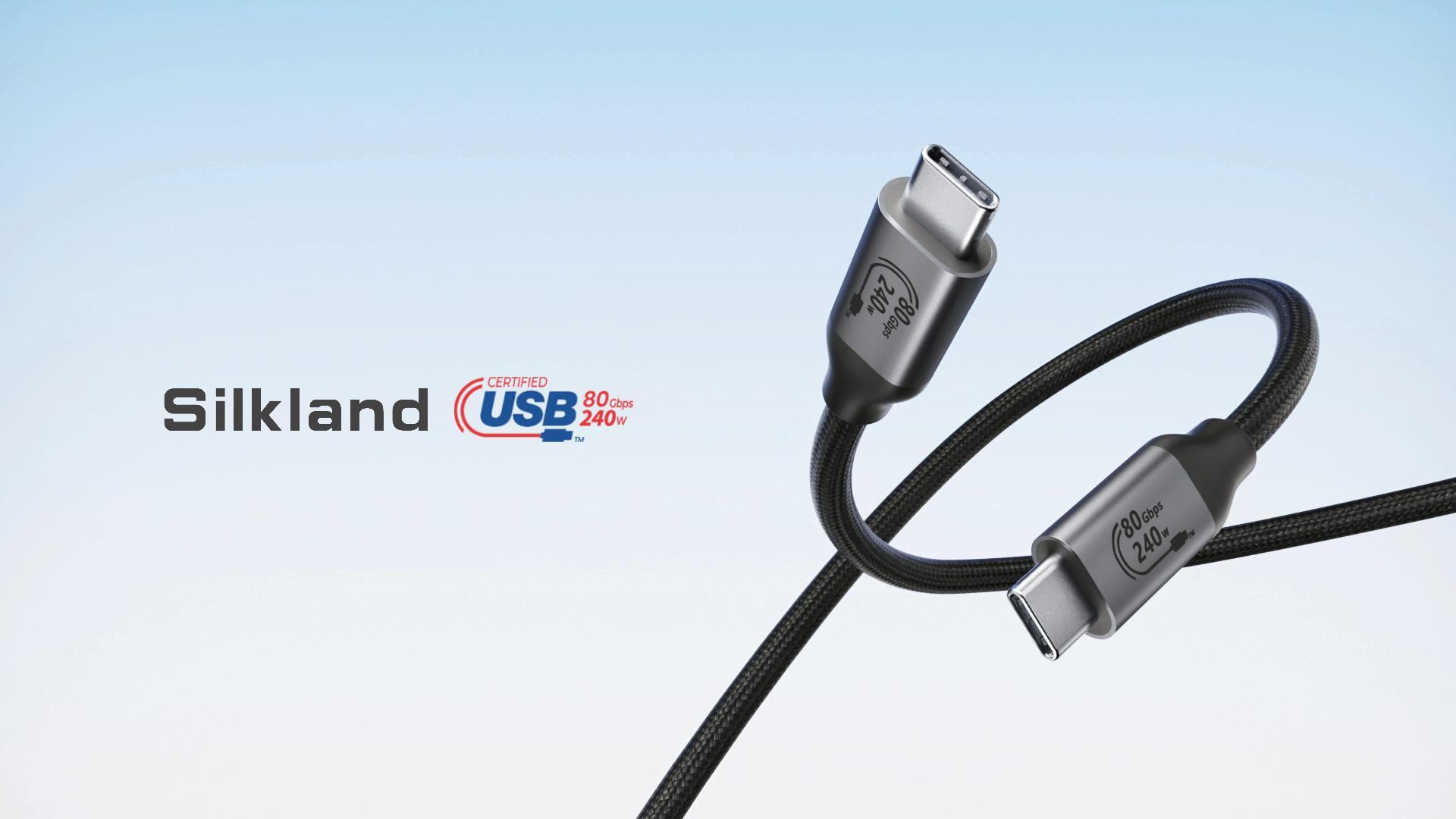 Image of Silkland 80Gbps USB 4 for Thunderbolt 5 Cable 6.6FT /2M, 120Gbps Bandwidth for 16K /Dual 8K, 240W Fast Charging, USB C Monitor Cable Compatible Thunderbolt 4, iPhone 17 /16, Monitor, MacBook M4 Pro, Dock