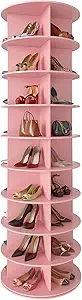 SpaceAid 9 Tier Rotating Shoe Rack Tower, Spinning Shoe Display Lazy Susan, Revolving 360 Shoe Rack Storage Round Carousel, Vertical Handbag Rotate Shoes Closet Organization (9-Tier Pink)
