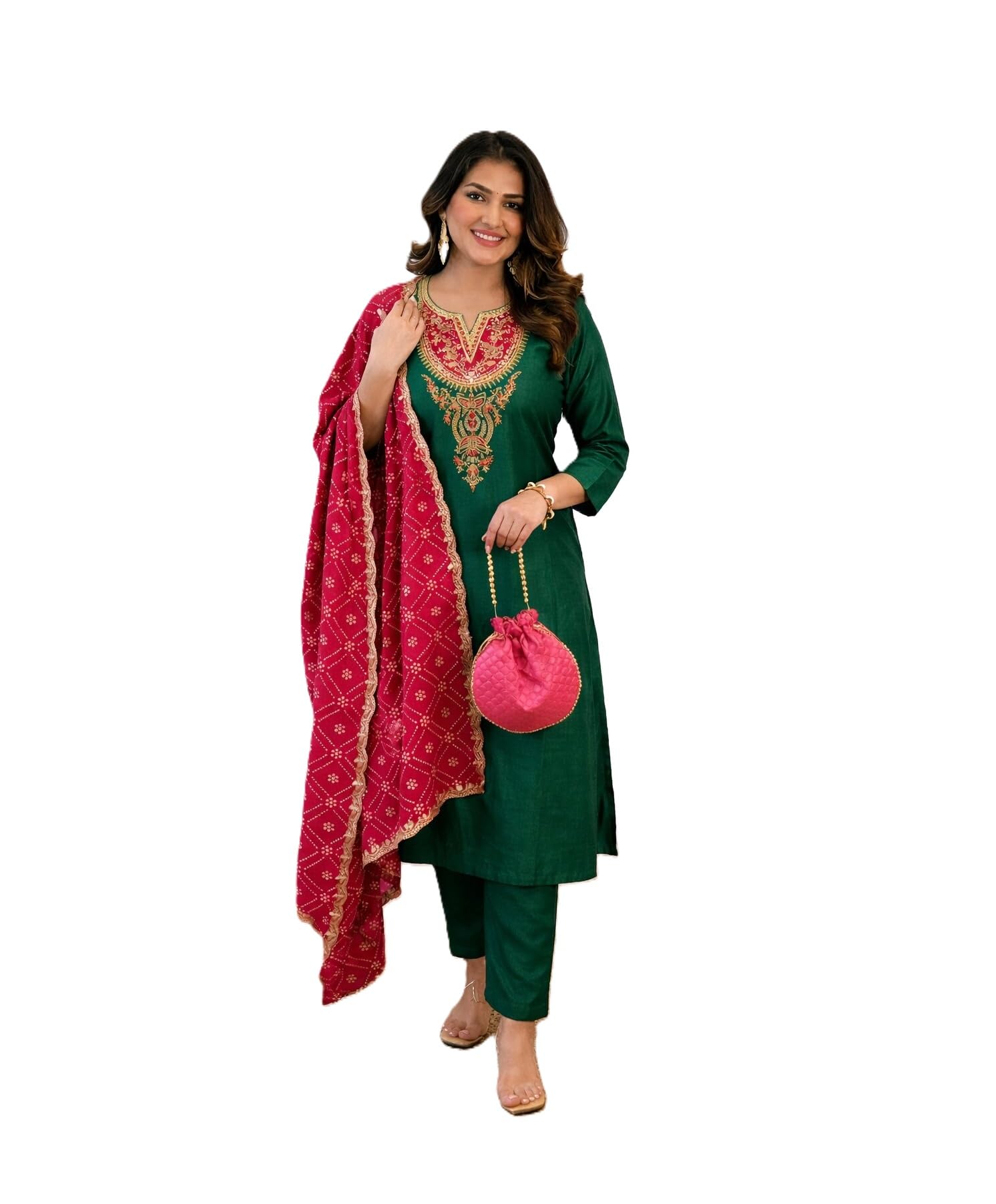 Women Rayon Slub Kurti Pant Dupatta Set Stylish Ethnic Three Piece Suit Comfortable Festive Casual Dress Collection-image-28
