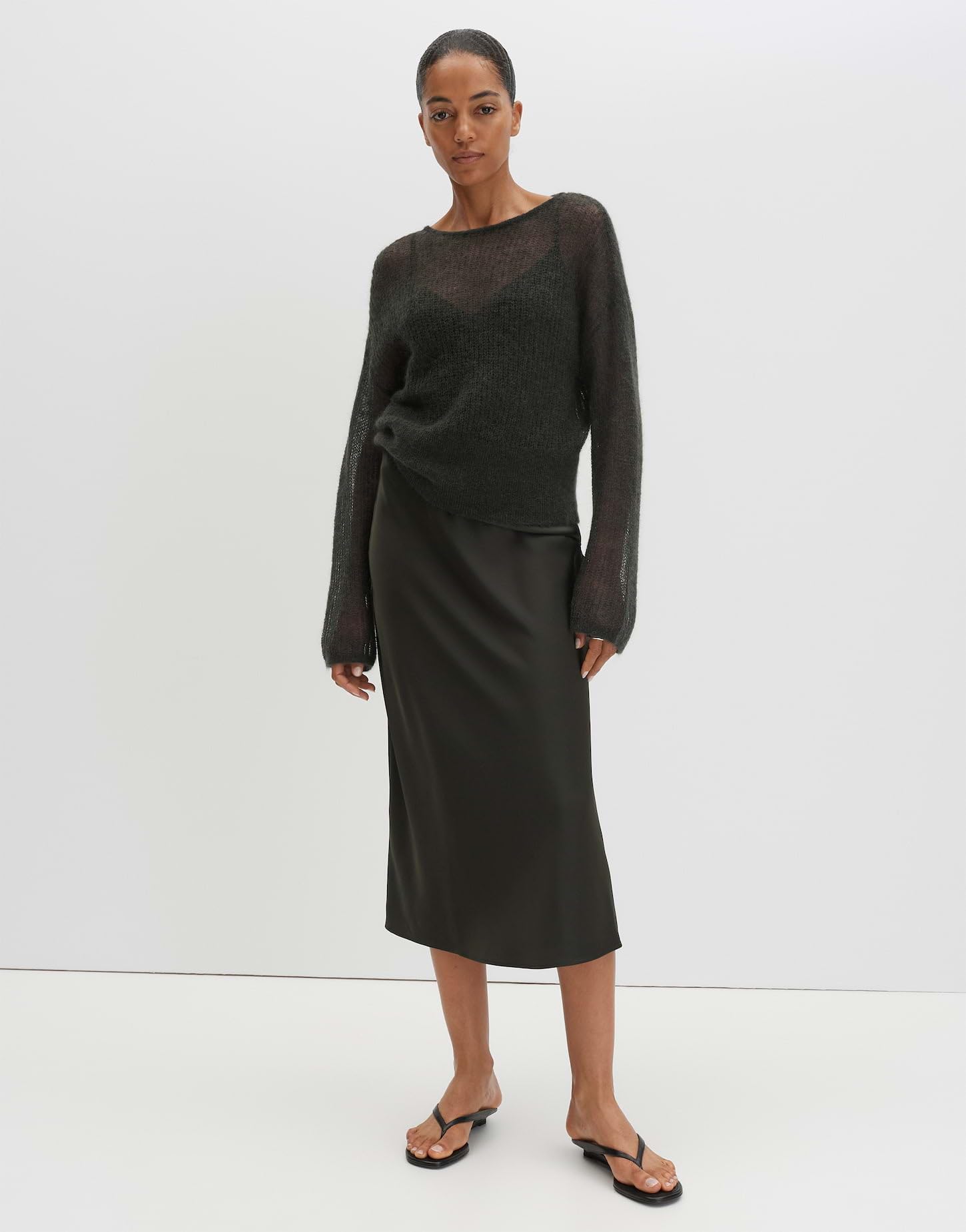 someday Damen Pullover | Statement Stricker aus Mohair Woll Mix Loose Fit Midnight Olive, 38