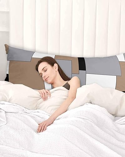 Miniatura 3 de Funda de almohada abstracta de cuerpo negro y marrón, fundas de almohada suaves de cama decorativas de lujo para sofá largo lumbar con cierre de