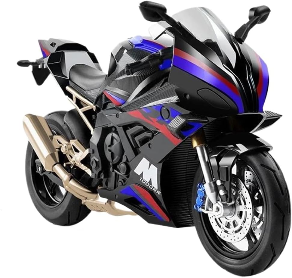 Mini Simulation Motorcycle Toys 1:10 for BMW S1000rr Alloy Die-Casting Motorcycle Model Car Toys Adult for Boys(Black)