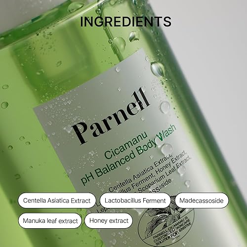 Miniatura 5 de Parnell Cicamanu pH Balanced Body Wash 13.5 Fl Oz | Ácido salicílico LHA Cica HA Ceramida | Limpiador suave calmante para acné de espalda, bacne y
