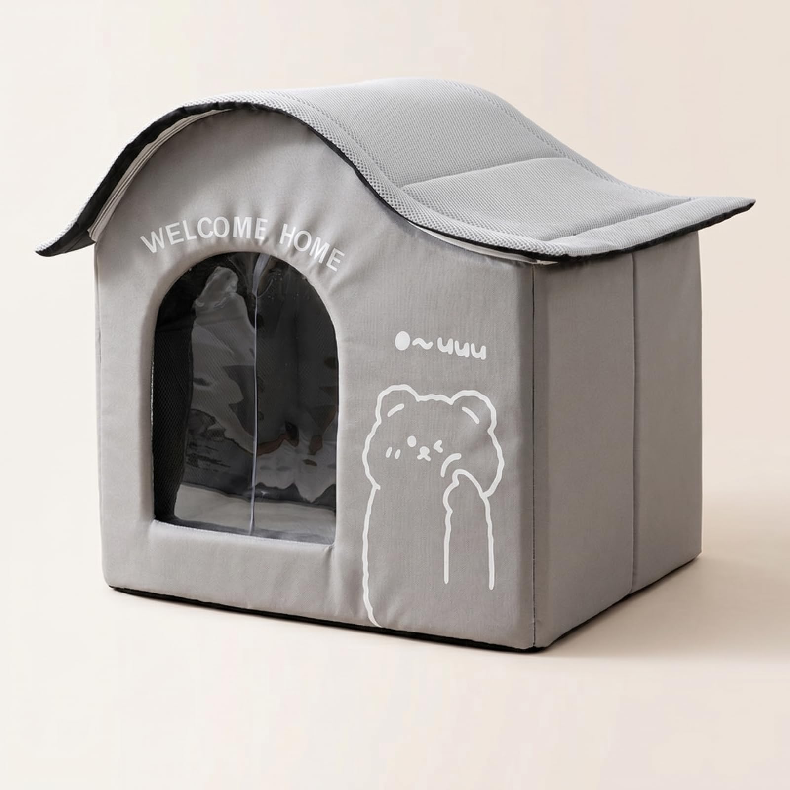 kowaku Rifugio Letto per Animali Cuccia Casa Struttura Isolante E Alloggio Ghiaccio per Benessere Estivo Adatto per Cani, Grigio Mylo Orsetto, L Adatto Per Peso Entro 25 Jin