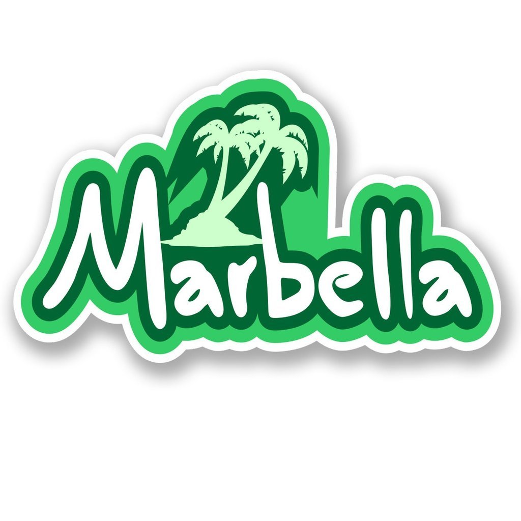 2 x 10cm/100mm Marbella Vinyl Sticker Decal Laptop Travel Luggage Car Bike Sign Fun #5546