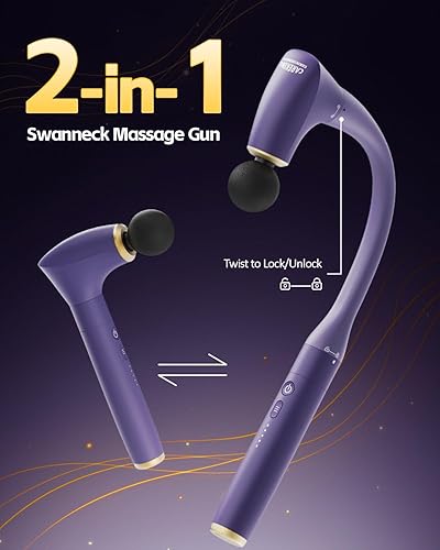 Miniatura 3 de Pistola de masaje muscular desmontable 2 en 1 de tejido profundo con mango de extensión de 20 pulgadas, masajeador de espalda y cuello para aliviar