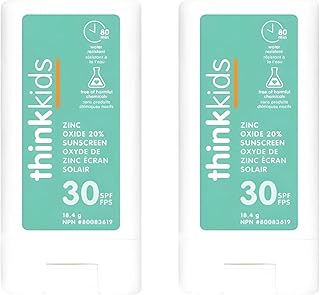 Thinksport Kids SPF 30 Mineral Sunscreen Stick, 0.64 Oz, Safe, Natural, Water Resistant Reef Safe Sunscreen for Children, ...