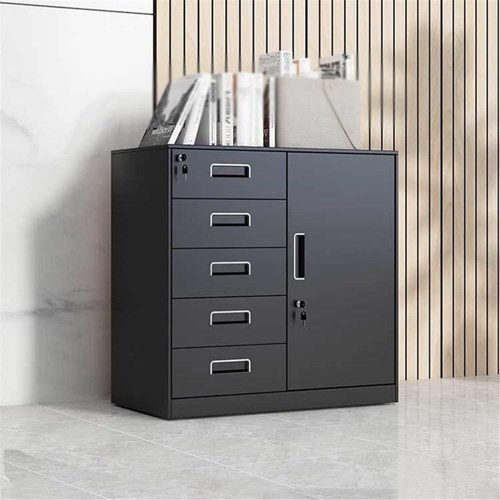 Biurowa szafka na dokumenty z zamkiem 1,2 mm stalowy organizer na dokumenty, mała szuflada do przechowywania do salonu, kolor czarny