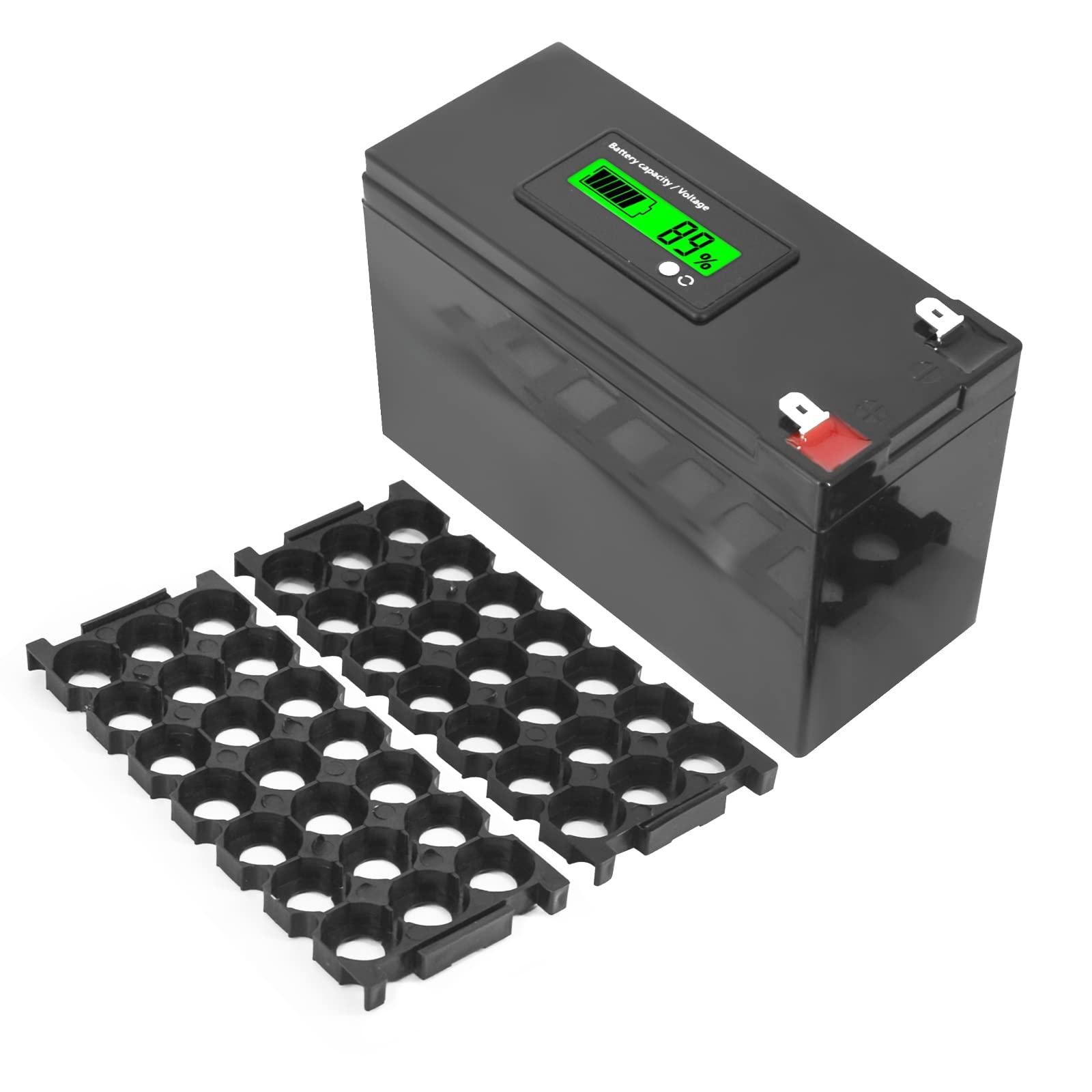 12V 3S 7P Li-ion DIY Case With DC 12V 24V 36V 48V 72V Battery Meter,3x7 18650 Holder diy battery (black)