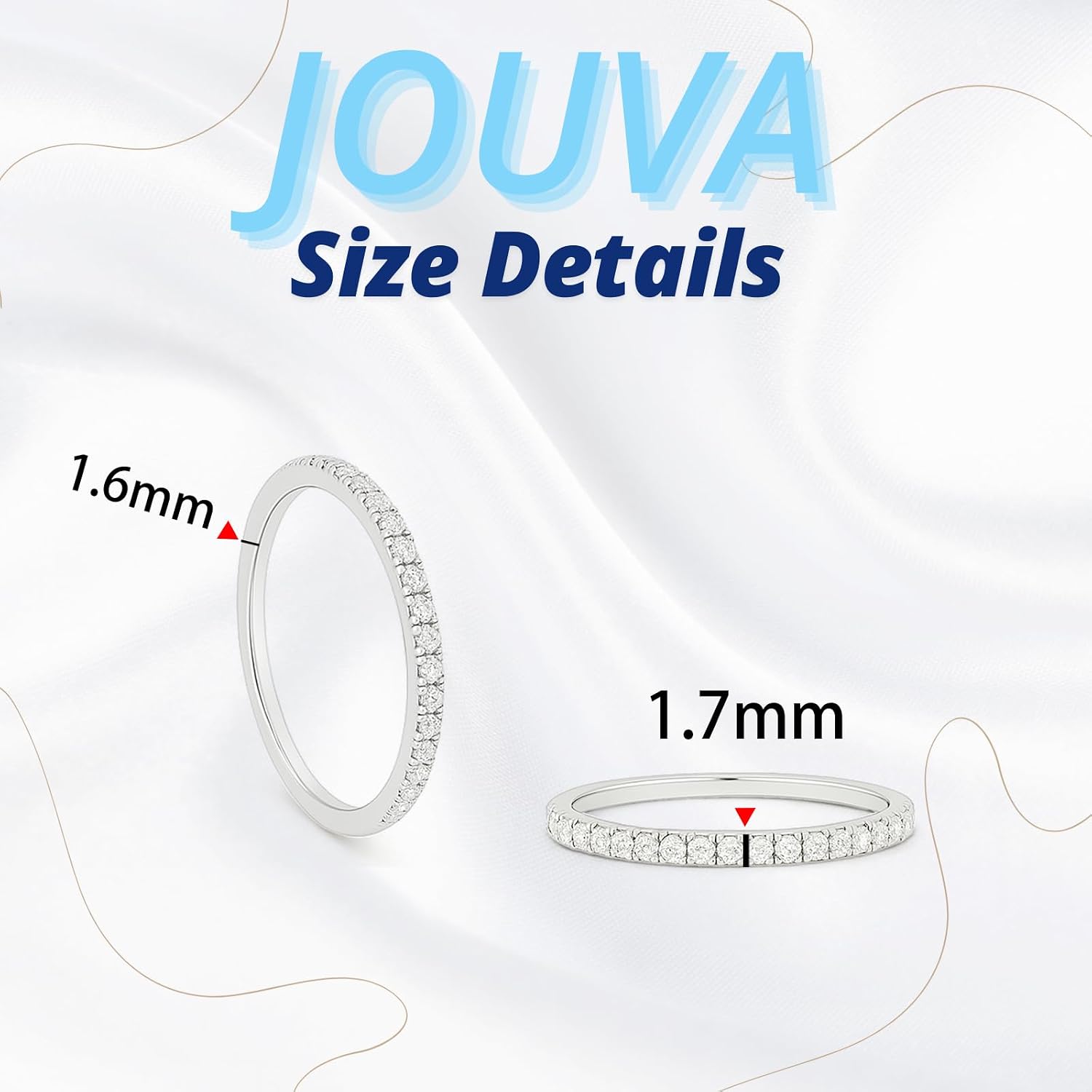 18K Gold Plated Solid 925 Sterling Silver Stackable CZ Simulated Diamond Eternity Ring for Women