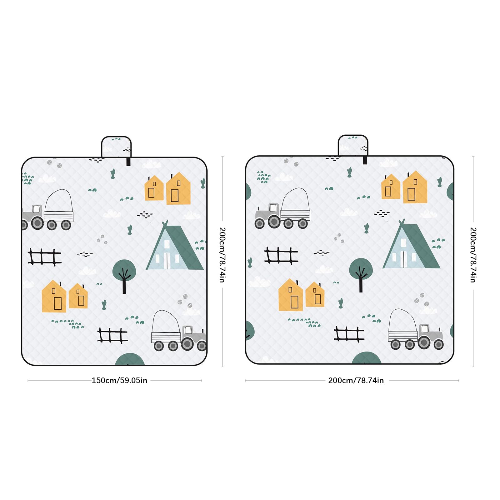 Manta plegable grande de 200 x 150 cm/200 x 200 cm, impermeable, resistente a la arena, para adultos, ideal para parque, playa, festivales, camping al aire libre